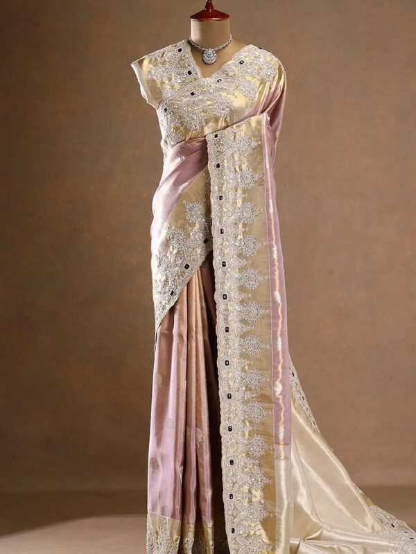 Designer Embroidered Silk Saree with Blouse Piece