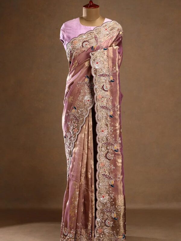 Designer Embroidered Silk Saree with Blouse Piece