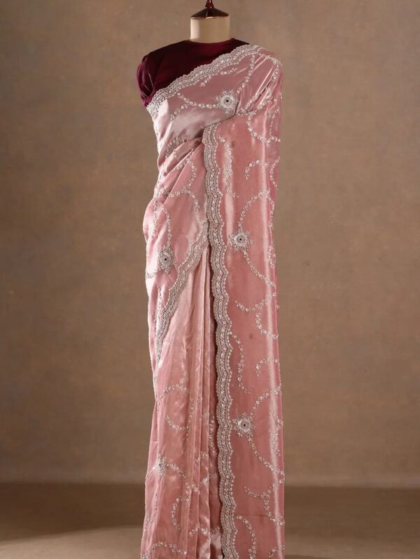 Designer Embroidered Silk Saree with Blouse Piece