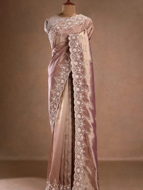 Designer Embroidered Silk Saree with Blouse Piece