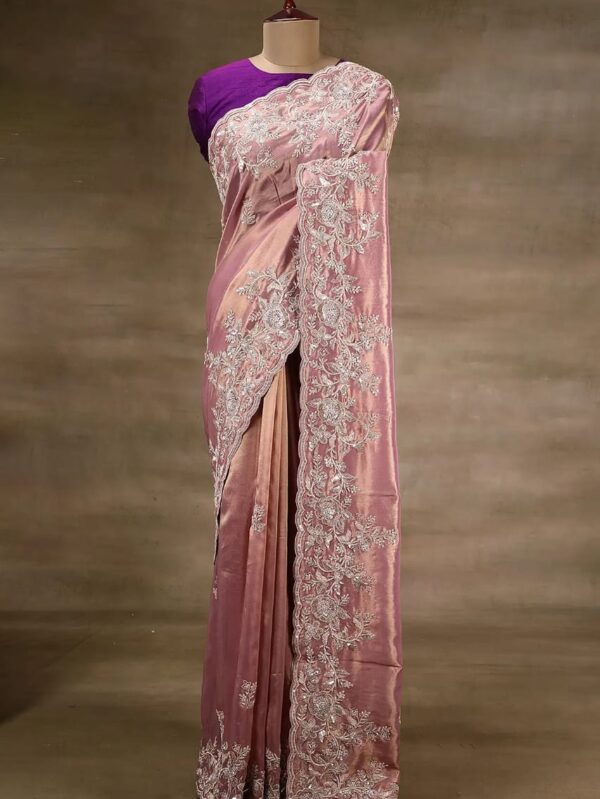Designer Embroidered Silk Saree with Blouse Piece