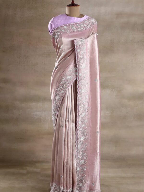 Designer Embroidered Silk Saree with Blouse Piece